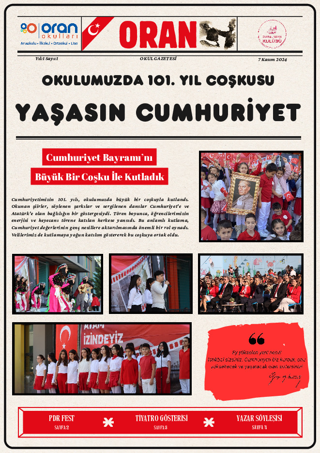 Okul Gazetesi 1. Sayı kapak görseli