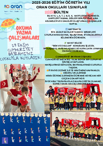 İlkokul 2025-2026 1. Yarıyıl Bülteni kapak görseli
