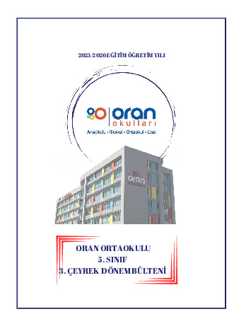 Oran Ortaokulu 5. Sınıf 3. Çeyrek Dönem Bülteni kapak görseli