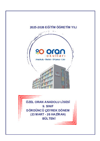 Anadolu Lisesi 2025-2026 4. Çeyrek Dönem Bülteni kapak görseli