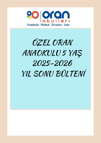 Anaokulu 5 Yaş 2025-2026 Yıl Sonu Bülteni kapak görseli