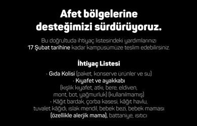 Afet bölgelerine desteğimizi sürdürüyoruz