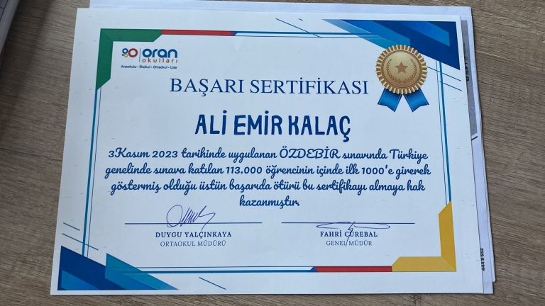 Özdebir Sınavı Başarımız görseli 3
