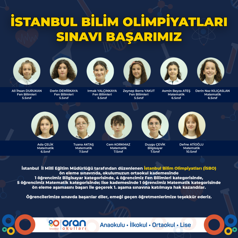 İstanbul Bilim Olimpiyatları Sınavı Başarımız