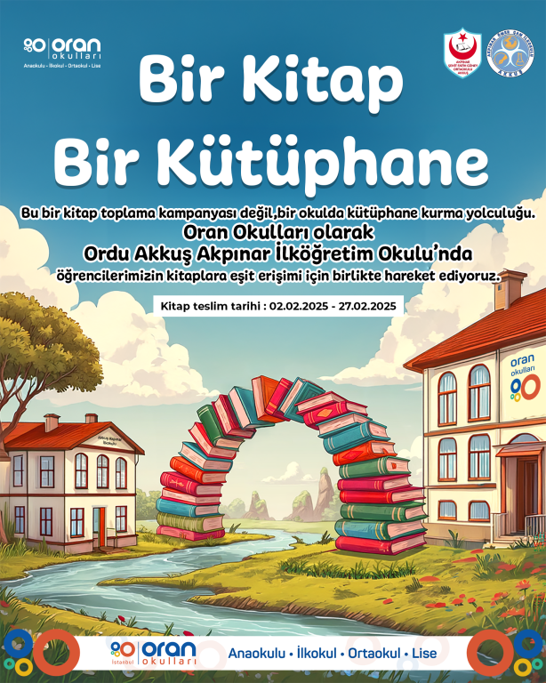 Oran Okulları olarak Ordu Akkuş Akpınar İlköğretim Okulu’nda öğrencilerimizin kitaplara eşit ve sürekli erişimi için birlikte hareket ediyoruz.